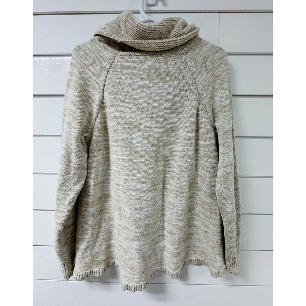 Croft & Barrow Womens XL Beige Marled Cowl Neck Cable Knit Pullover Sweater